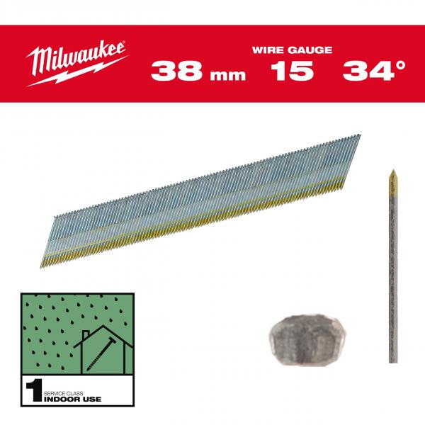 Финишные гвозди, тип 15Ga, D-образная шляпка 15G / 34° / 38 mm / G / SC1 - 2.500 pc 4932492575