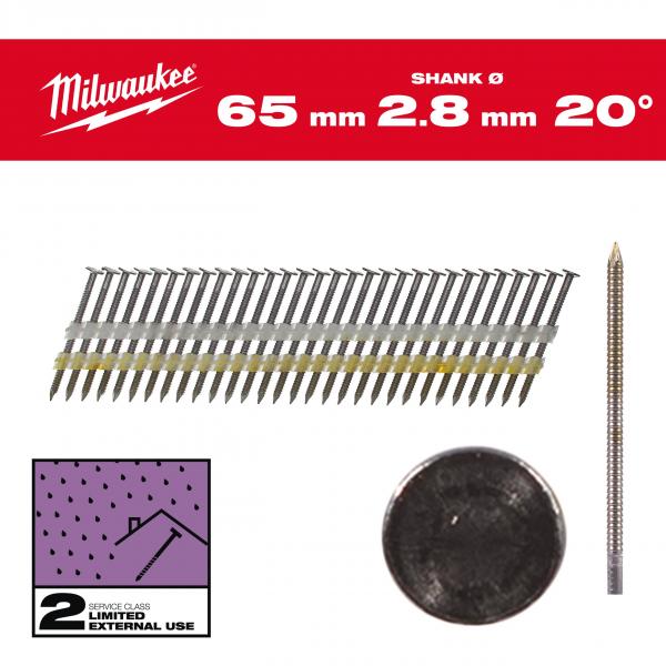 Реечные гвозди, угол наклона 20°, круглая головка 20° Round Head 65 mm / RS / G / SC2 - 2.000 pc 4932492591