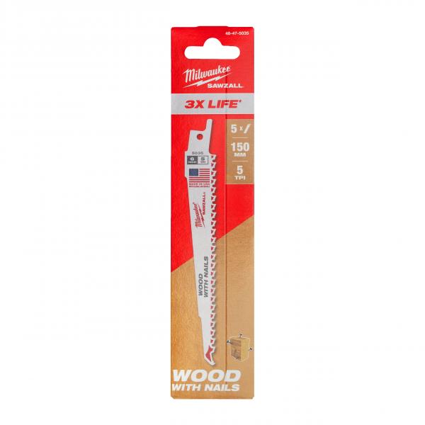 Дерево с гвоздями: Полотна для демонтажа THIN KERF 150mm x 5 Tpi - 5 pc 48475035
