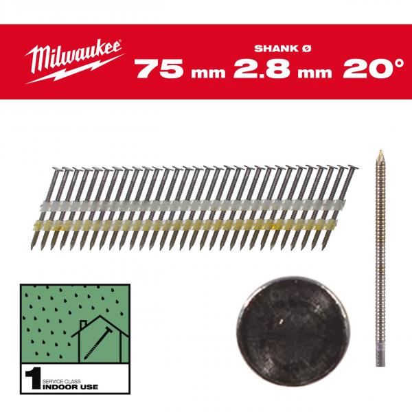 Реечные гвозди, угол наклона 20°, круглая головка 20° Round Head 75 mm / RS / B / SC1 - 2.000 pc 4932492588