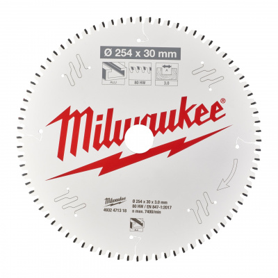 Пильный диск для торцовочной пилы по алюминию Milwaukee 254 x 30 x 80 мм (1шт) 4932471318