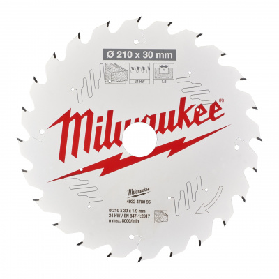 Диск для торцовочной пилы Milwaukee 210x30x1,9x24 скошенные зубья отрицат. угол (замена для 4932464174) (1 шт) 4932478095