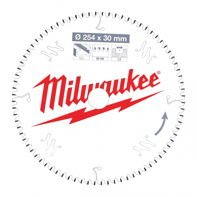 Пильный диск для торцовочной пилы по алюминию Milwaukee 254 x 30 x 80 мм (1шт) 4932471318