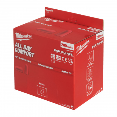 Вкладыши противошумные FOAM EAR PLUGS (беруши) Milwaukee (200 шт) 4932480465