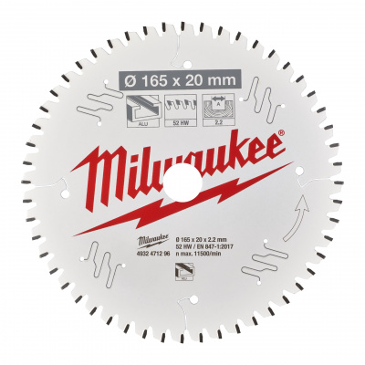 Пильный диск для циркулярной пилы по алюминию Milwaukee 165 x 20 x 2.2 x 54мм (1шт) 4932471296