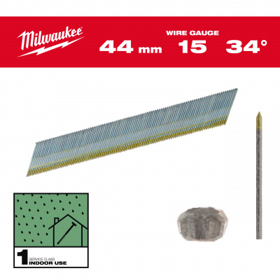 Финишные гвозди, тип 15Ga, D-образная шляпка 15G / 34° / 44 mm / G / SC1 - 2.500 pc 4932492576