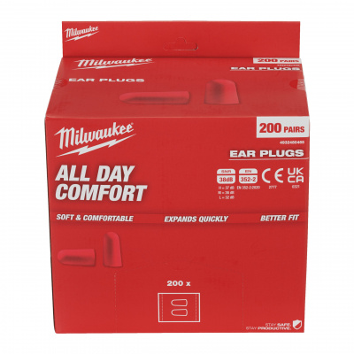 Вкладыши противошумные FOAM EAR PLUGS (беруши) Milwaukee (200 шт) 4932480465