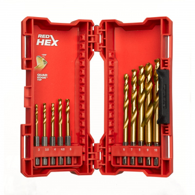 Сверла по металлу RED HEX - SHOCKWAVE™ HSS-TiN Shockwave HSS-G Tin Red Hex Set - 10 pc 4932493865